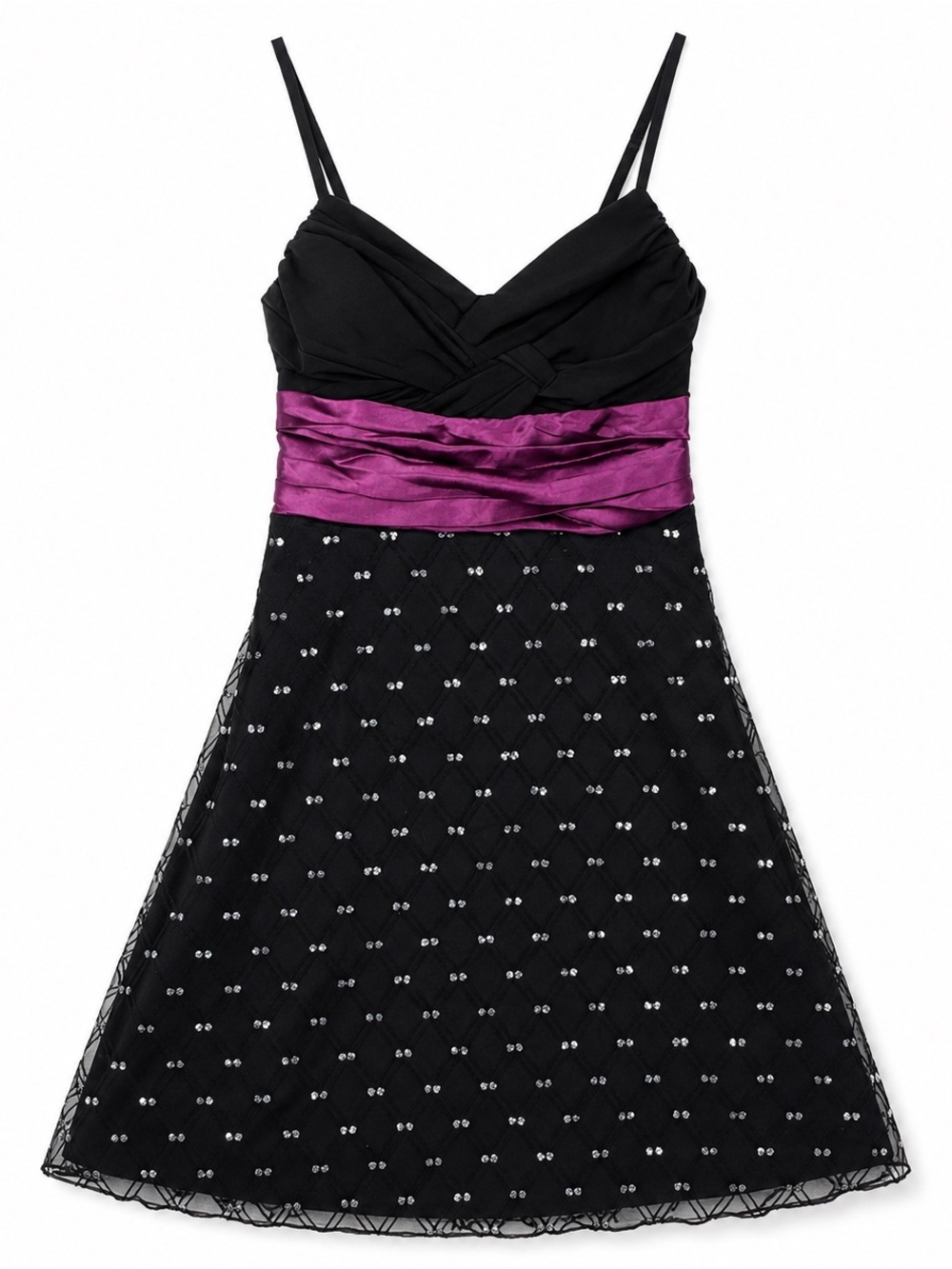 City Triangles Y2K Rhinestone Mesh Party Dress Purple Sash Goth Prom Mini 3